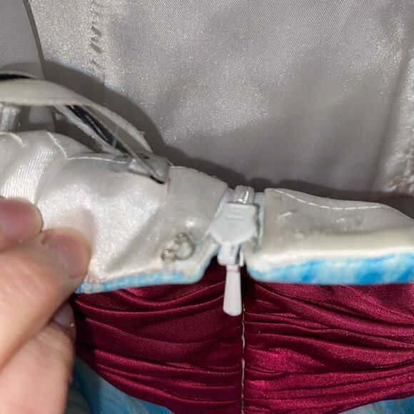 Scala strapless brush print multicolor maxi dress sz 4 - Picture 12 of 16